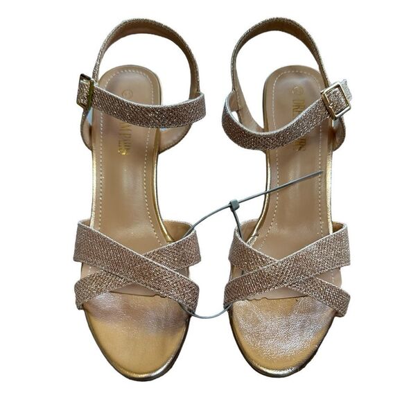 Dream Pairs Open Toe Sparkly Ankle Strap Chunky Heel Pumps Women’s 9.5 - Picture 2 of 8